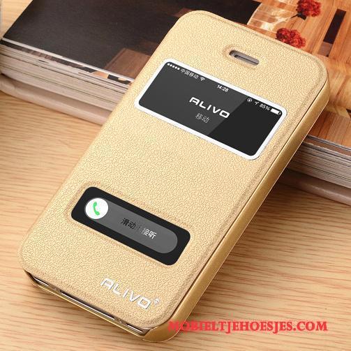 iPhone 4/4s Trend Rose Goud Leren Etui Anti-fall Bescherming Hoesje Telefoon