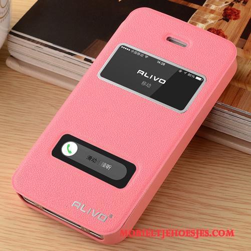 iPhone 4/4s Trend Rose Goud Leren Etui Anti-fall Bescherming Hoesje Telefoon