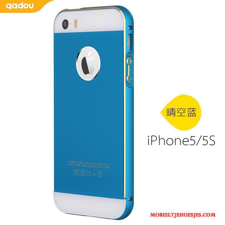 iPhone 5/5s Achterklep Hoesje Telefoon Blauw Trend Metaal Omlijsting
