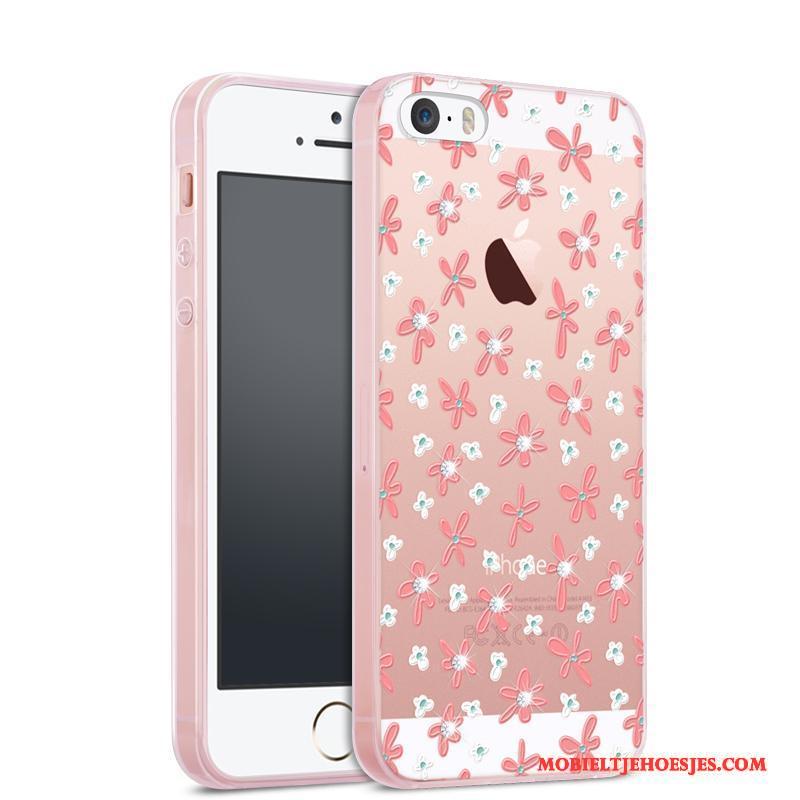 iPhone 5/5s All Inclusive Siliconen Doorzichtig Hoes Roze Hoesje Telefoon Trend