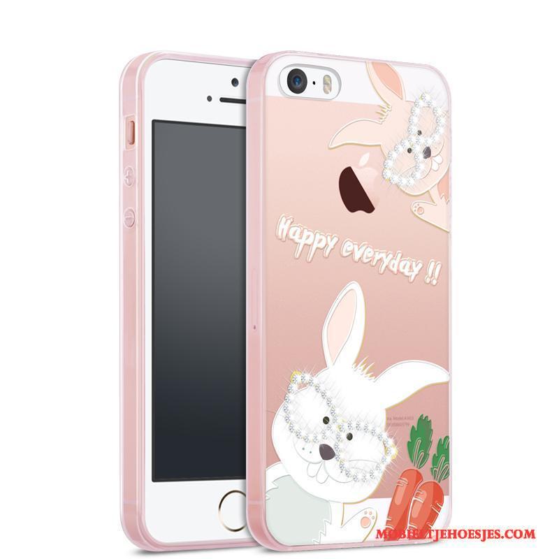 iPhone 5/5s All Inclusive Siliconen Doorzichtig Hoes Roze Hoesje Telefoon Trend