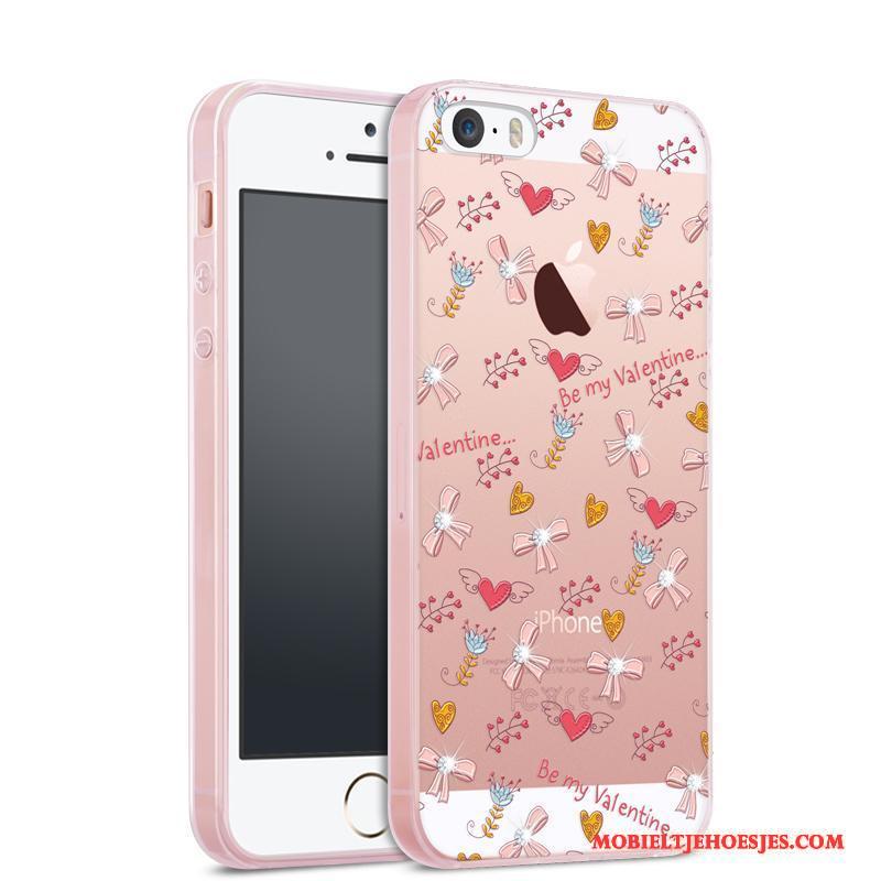 iPhone 5/5s All Inclusive Siliconen Doorzichtig Hoes Roze Hoesje Telefoon Trend