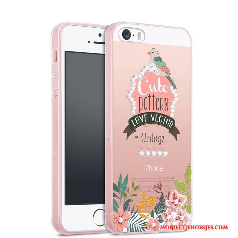 iPhone 5/5s All Inclusive Siliconen Doorzichtig Hoes Roze Hoesje Telefoon Trend