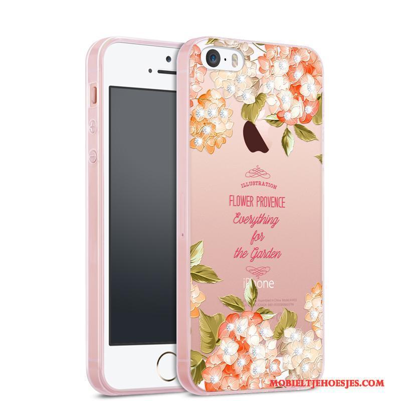 iPhone 5/5s All Inclusive Siliconen Doorzichtig Hoes Roze Hoesje Telefoon Trend