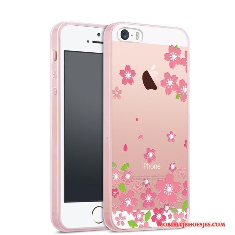 iPhone 5/5s All Inclusive Siliconen Doorzichtig Hoes Roze Hoesje Telefoon Trend