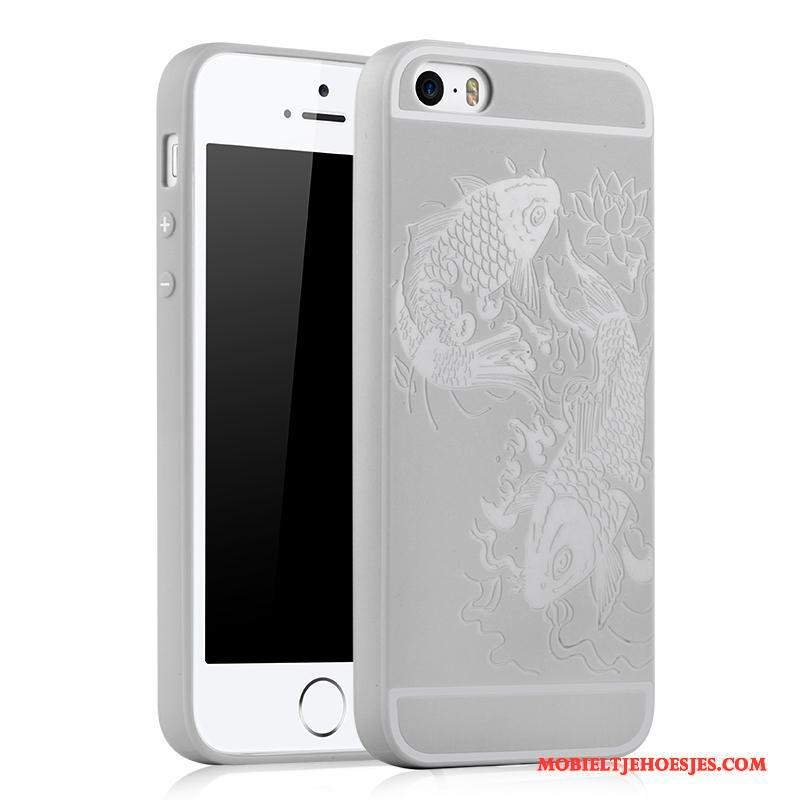 iPhone 5/5s Bescherming Hoesje Telefoon Zacht Siliconen Anti-fall Zwart Schrobben