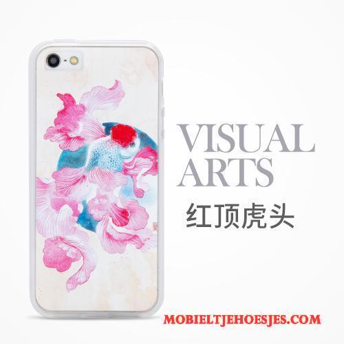 iPhone 5/5s Chinese Stijl Anti-fall Reliëf Bescherming Hoesje Telefoon All Inclusive Mobiele Telefoon