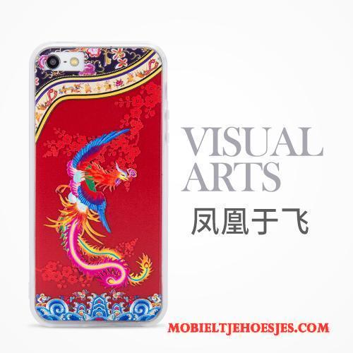 iPhone 5/5s Chinese Stijl Anti-fall Reliëf Bescherming Hoesje Telefoon All Inclusive Mobiele Telefoon