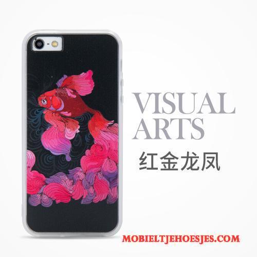 iPhone 5/5s Chinese Stijl Anti-fall Reliëf Bescherming Hoesje Telefoon All Inclusive Mobiele Telefoon