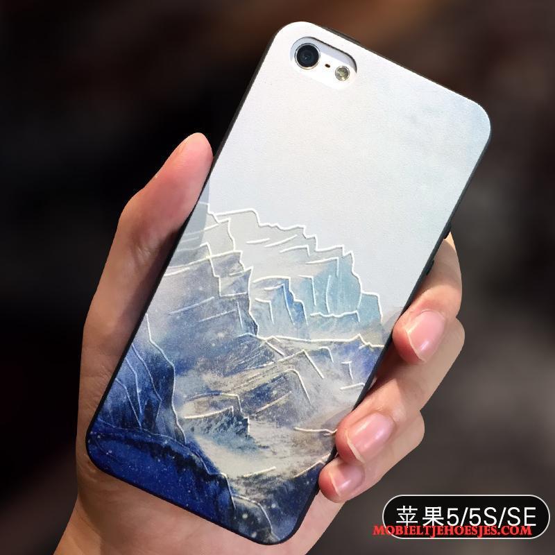 iPhone 5/5s Eenvoudige Chinese Stijl Schrobben Geel Hoesje Telefoon Siliconen Zacht