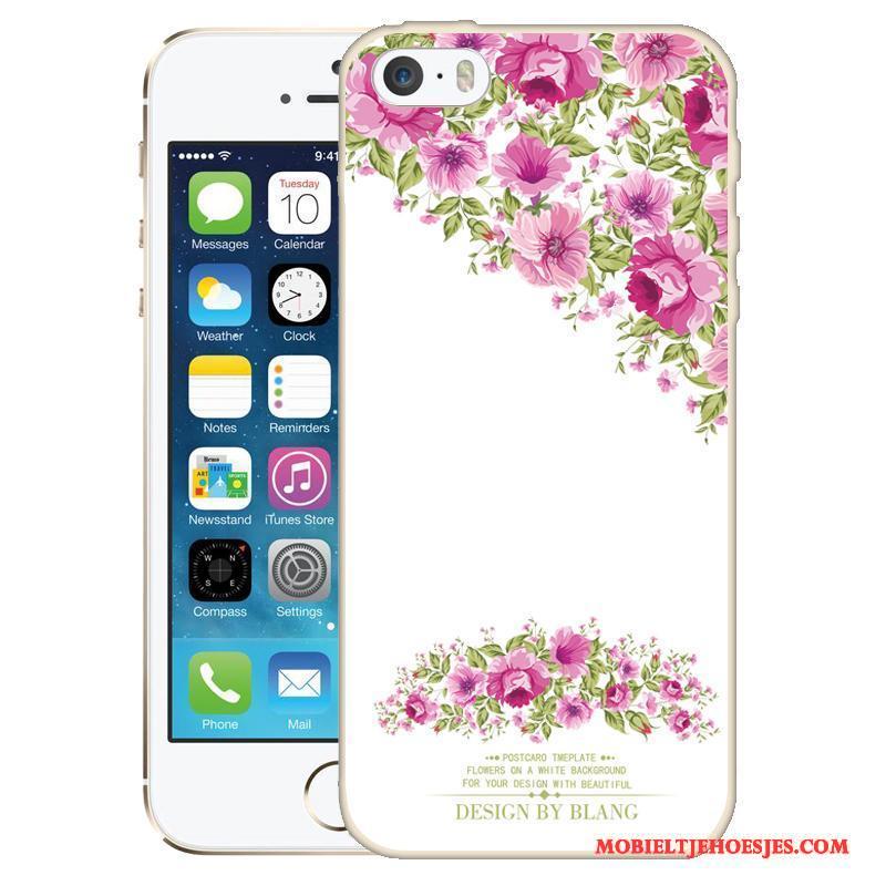 iPhone 5/5s Geschilderd Roze Reliëf Hoesje Siliconen Bescherming Telefoon