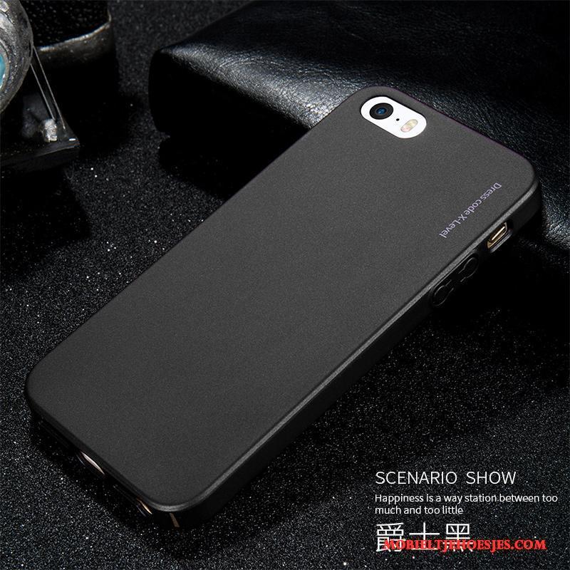 iPhone 5/5s Hard Hoesje Dun Zwart Schrobben Bescherming Telefoon