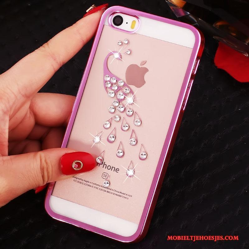 iPhone 5/5s Hard Hoesje Telefoon Met Strass Rood Trend Bescherming