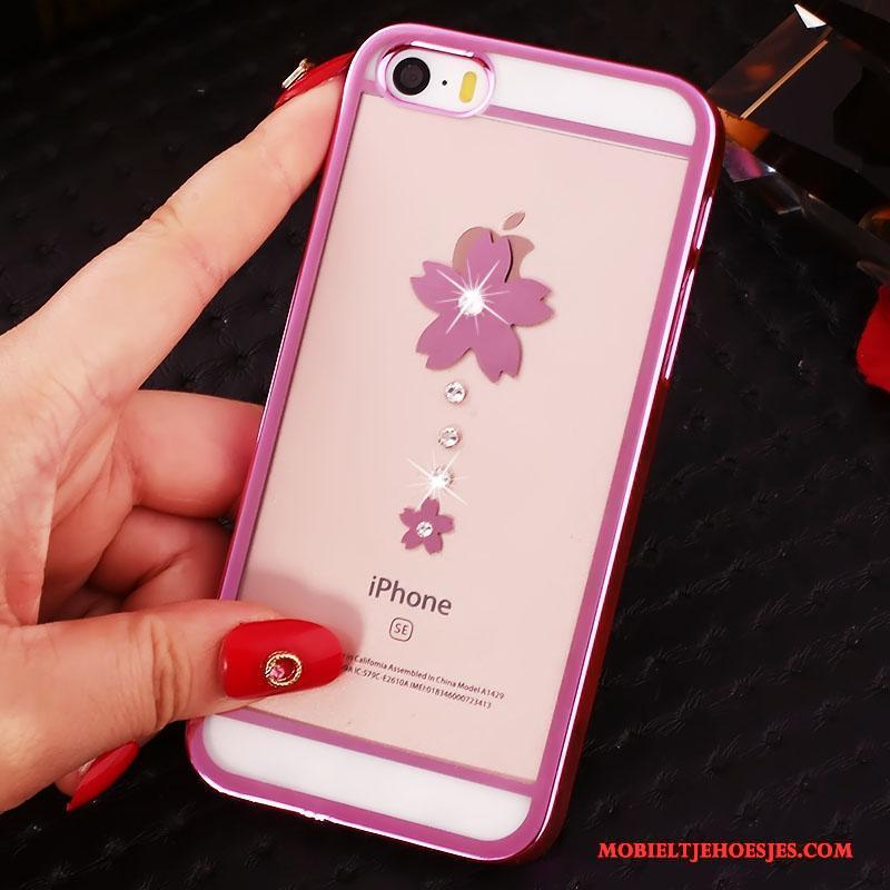 iPhone 5/5s Hard Hoesje Telefoon Met Strass Rood Trend Bescherming