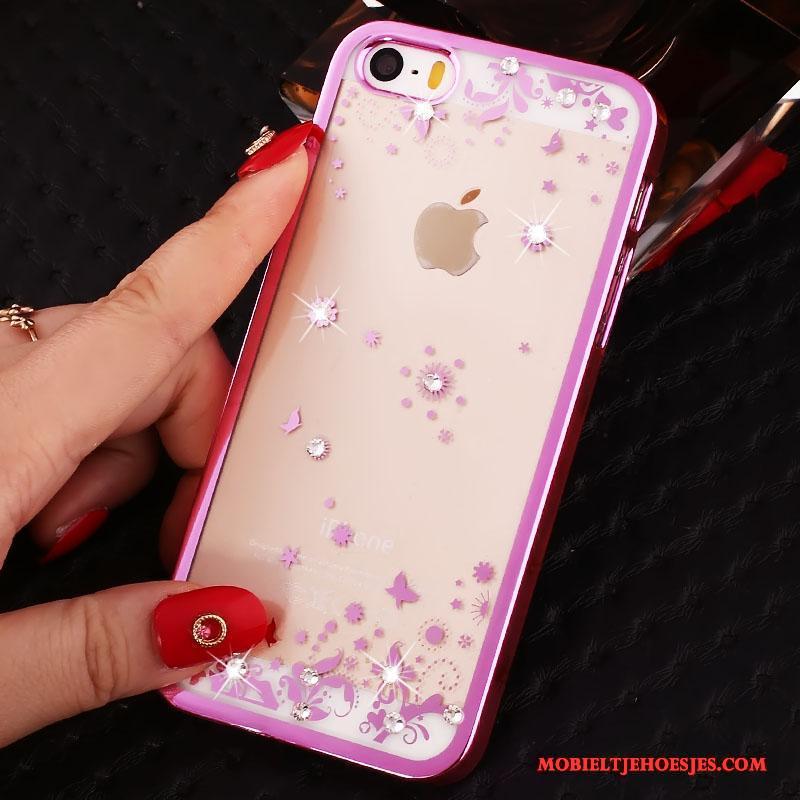 iPhone 5/5s Hard Hoesje Telefoon Met Strass Rood Trend Bescherming