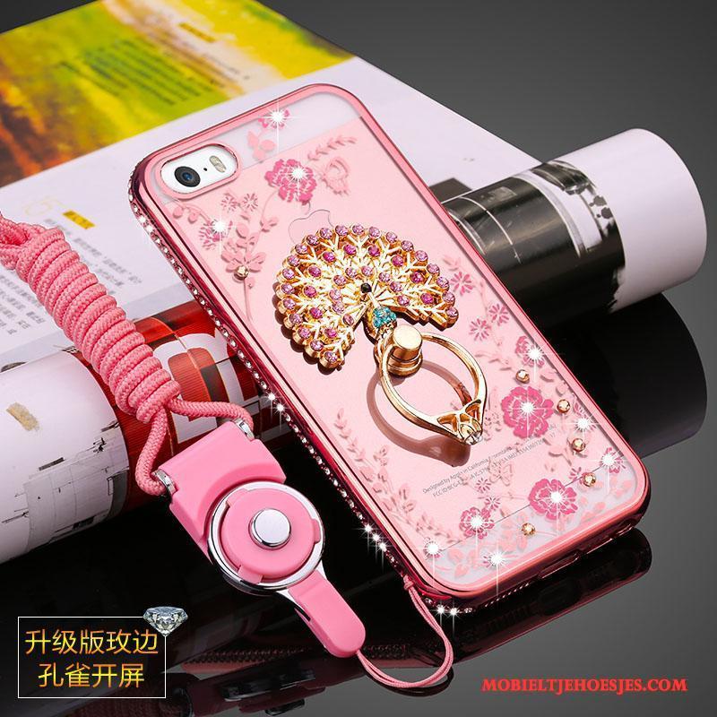 iPhone 5/5s Hoes Siliconen Zacht Doorzichtig Anti-fall Rose Goud Hoesje Telefoon