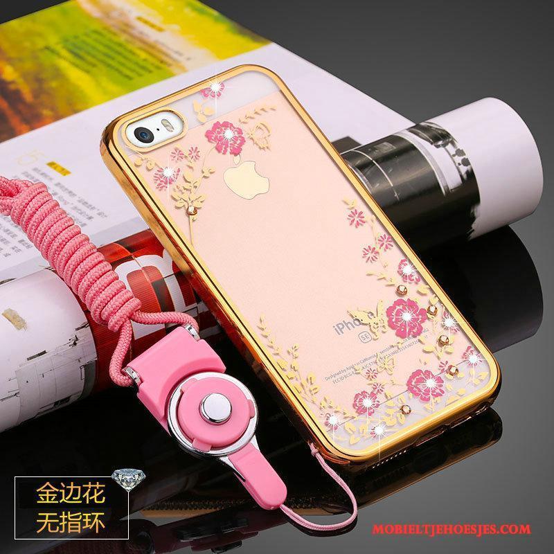 iPhone 5/5s Hoes Siliconen Zacht Doorzichtig Anti-fall Rose Goud Hoesje Telefoon