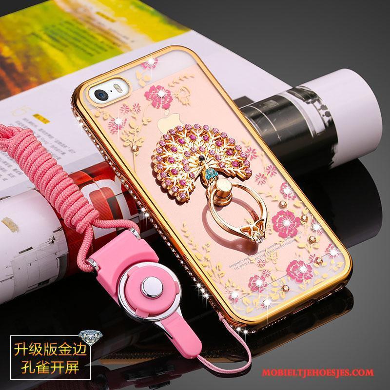 iPhone 5/5s Hoes Siliconen Zacht Doorzichtig Anti-fall Rose Goud Hoesje Telefoon