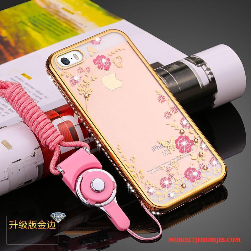 iPhone 5/5s Hoes Siliconen Zacht Doorzichtig Anti-fall Rose Goud Hoesje Telefoon