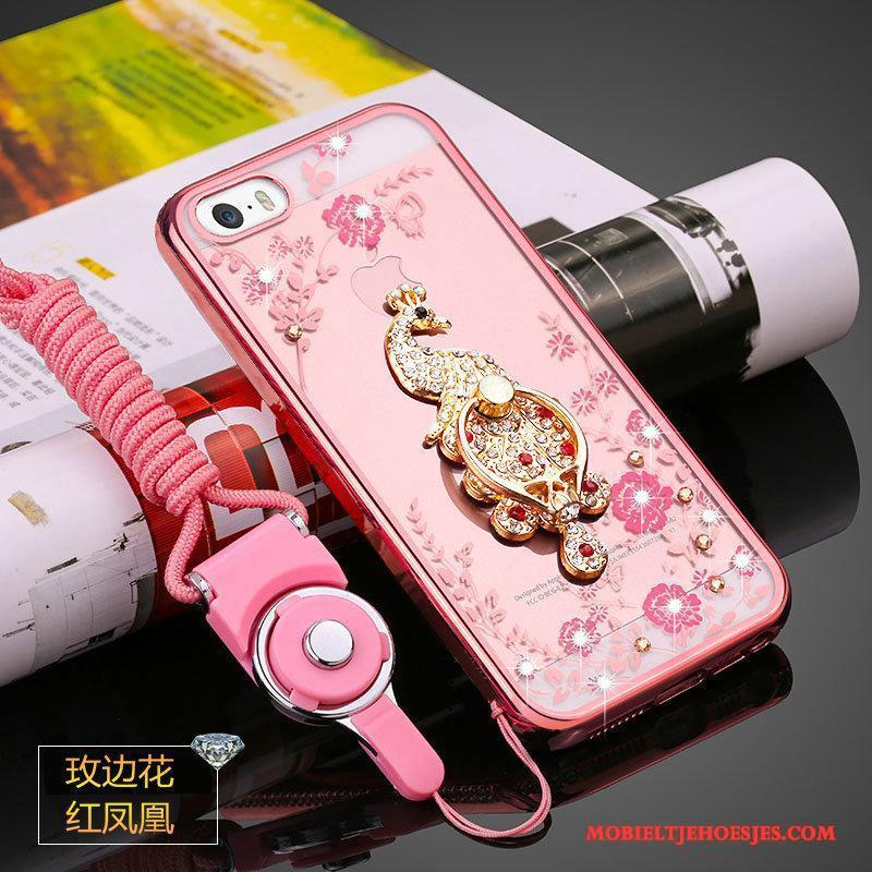 iPhone 5/5s Hoes Siliconen Zacht Doorzichtig Anti-fall Rose Goud Hoesje Telefoon