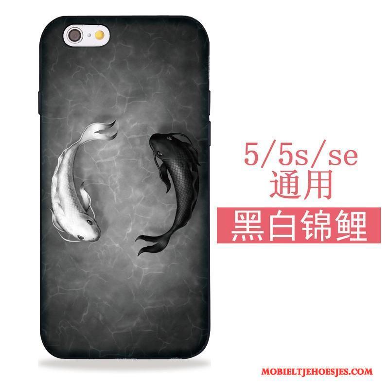 iPhone 5/5s Hoesje All Inclusive Hoes Zwart Siliconen Kers Kat Japans