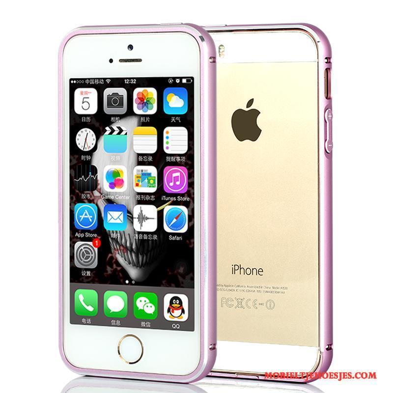 iPhone 5/5s Hoesje Blauw Eenvoudige Metaal Dun Doorzichtig All Inclusive Achterklep