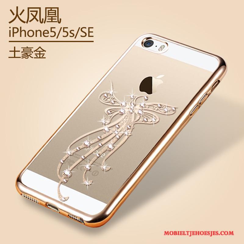 iPhone 5/5s Hoesje Nieuw Mobiele Telefoon Doorzichtig Goud Plating Bescherming Zacht