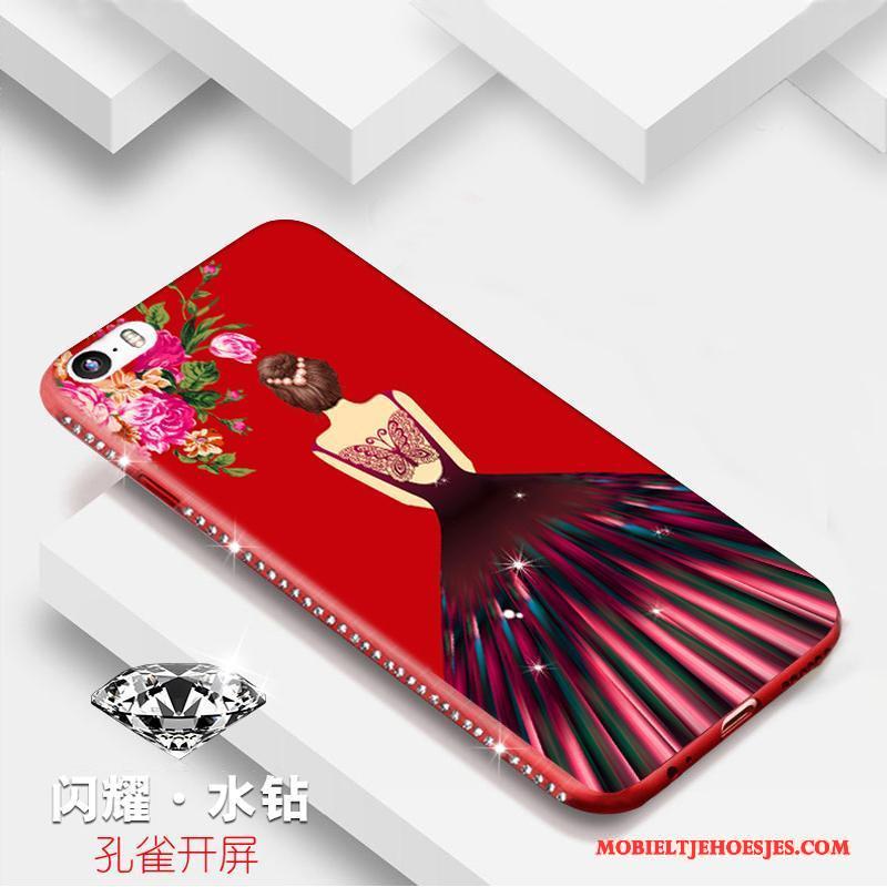 iPhone 5/5s Hoesje Roze Persoonlijk Met Strass Anti-fall Hanger Bescherming Hoes