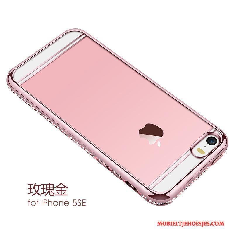 iPhone 5/5s Hoesje Siliconen Bescherming Hoes Zilver Met Strass Trend Luxe