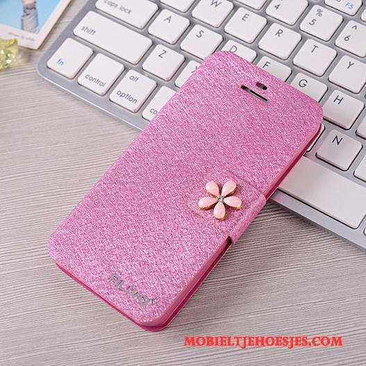 iPhone 5/5s Hoesje Telefoon Rood Anti-fall Folio Bescherming Leren Etui