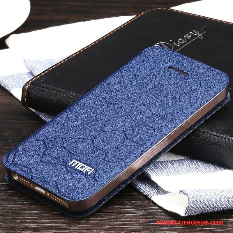 iPhone 5/5s Hoesje Trend Leren Etui Anti-fall Blauw Schrobben Siliconen Bescherming