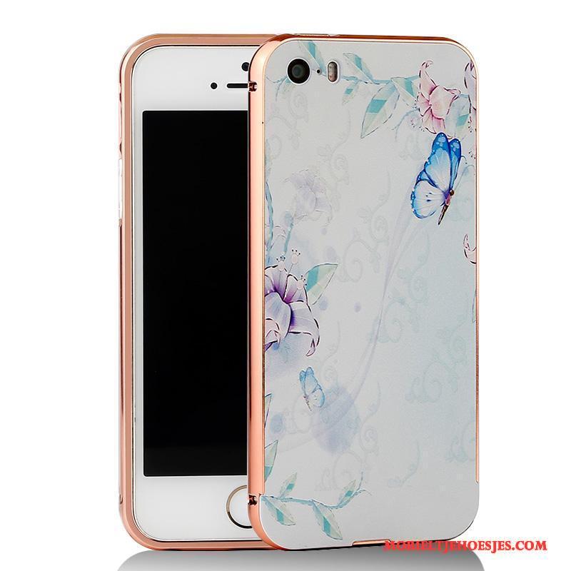 iPhone 5/5s Metaal Hoesje Blauw Omlijsting Telefoon Spotprent Mobiele Telefoon