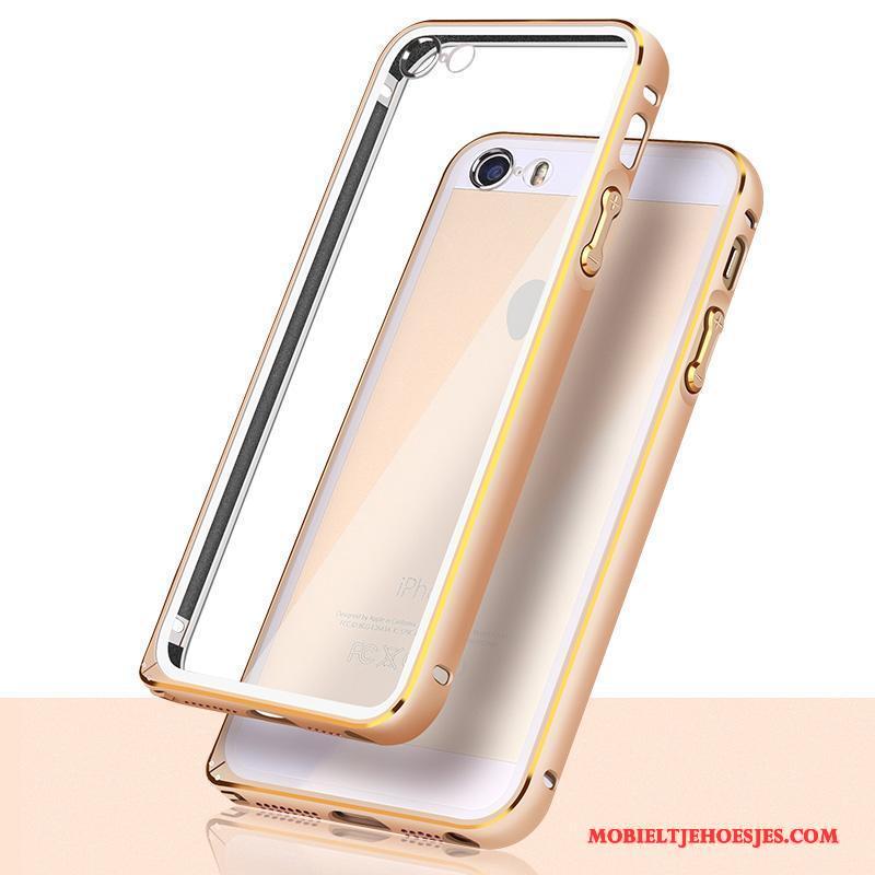 iPhone 5/5s Omlijsting Rood Achterklep Hoesje Telefoon Legering Bescherming Goud