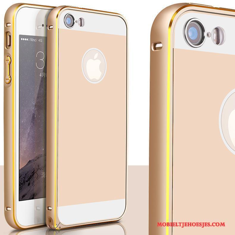 iPhone 5/5s Omlijsting Rood Achterklep Hoesje Telefoon Legering Bescherming Goud