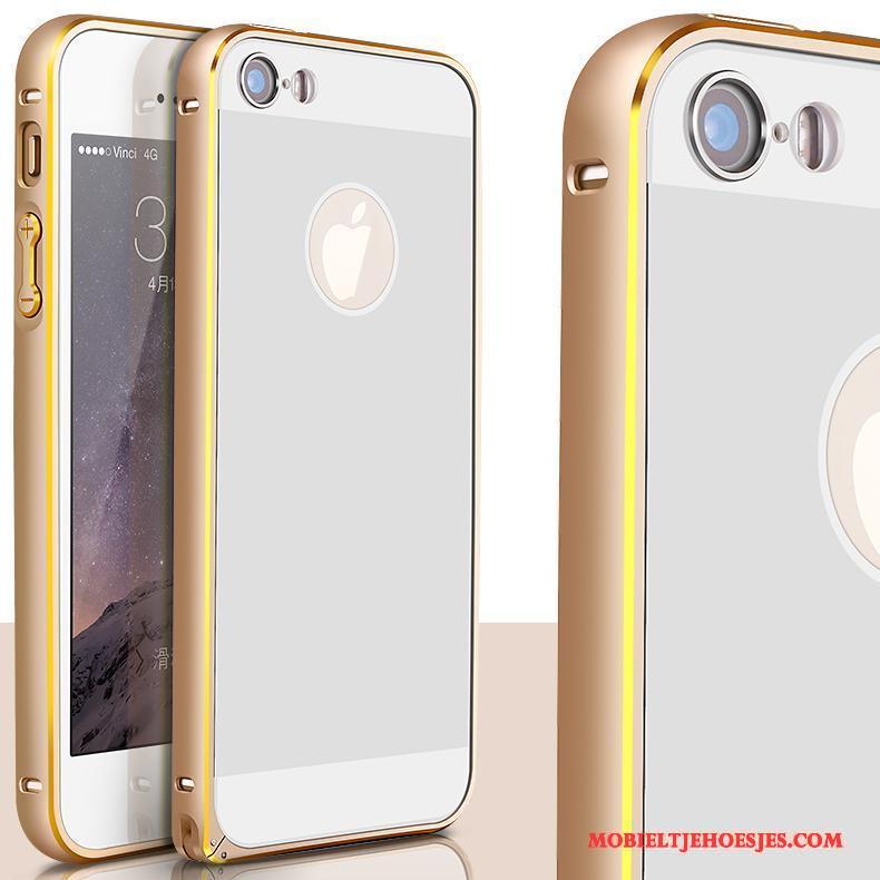 iPhone 5/5s Omlijsting Rood Achterklep Hoesje Telefoon Legering Bescherming Goud