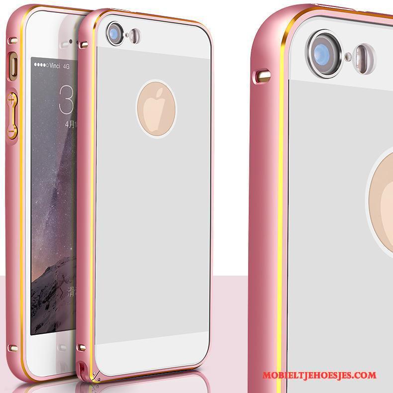 iPhone 5/5s Omlijsting Rood Achterklep Hoesje Telefoon Legering Bescherming Goud