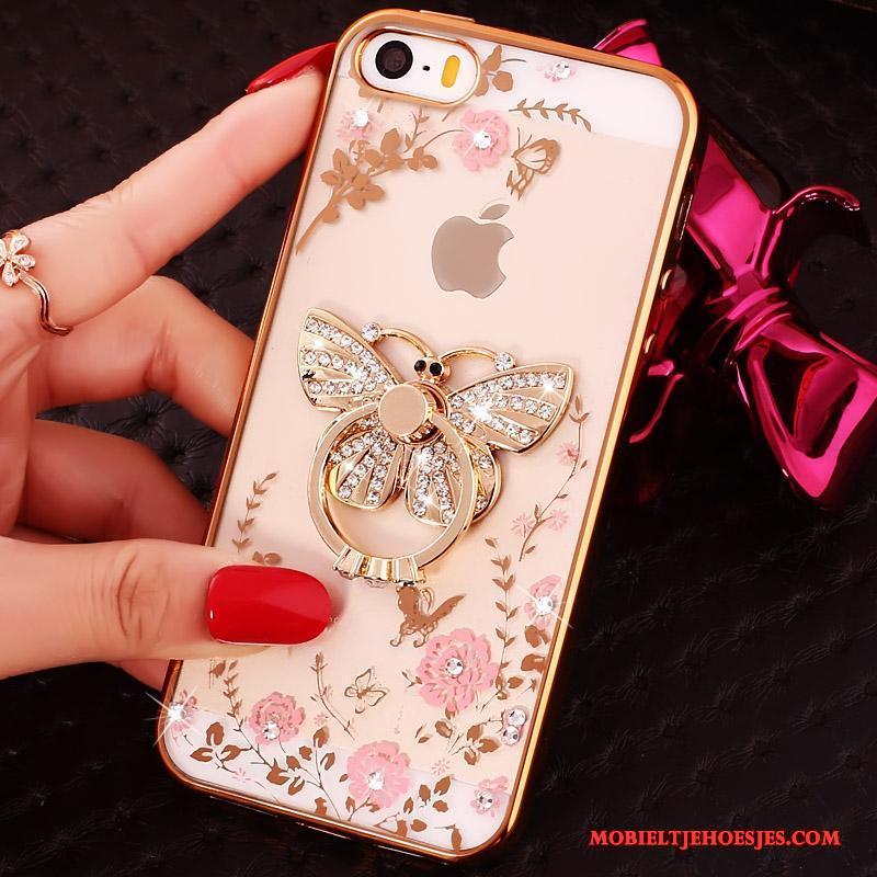 iPhone 5/5s Purper Hoesje Gesp Zacht Met Strass All Inclusive Ring