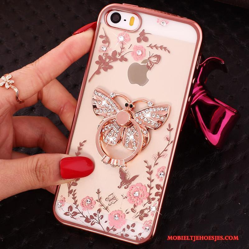 iPhone 5/5s Purper Hoesje Gesp Zacht Met Strass All Inclusive Ring