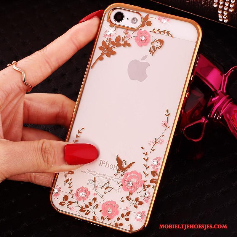 iPhone 5/5s Purper Hoesje Gesp Zacht Met Strass All Inclusive Ring