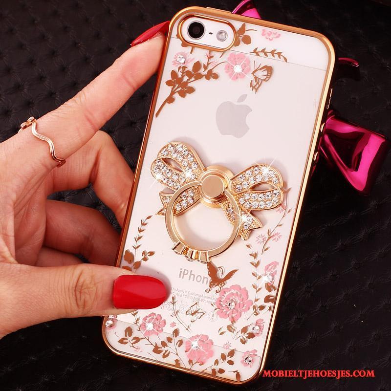 iPhone 5/5s Purper Hoesje Gesp Zacht Met Strass All Inclusive Ring