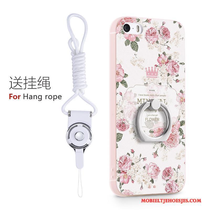 iPhone 5/5s Ring Mooie Roze Hoesje Telefoon Siliconen Ondersteuning Trend