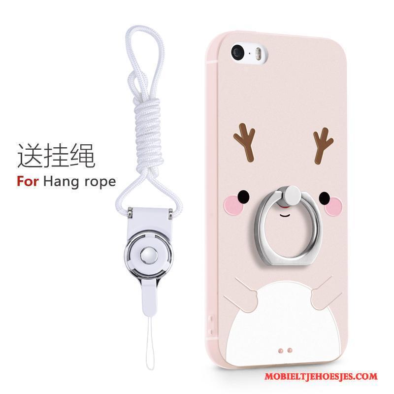 iPhone 5/5s Ring Mooie Roze Hoesje Telefoon Siliconen Ondersteuning Trend