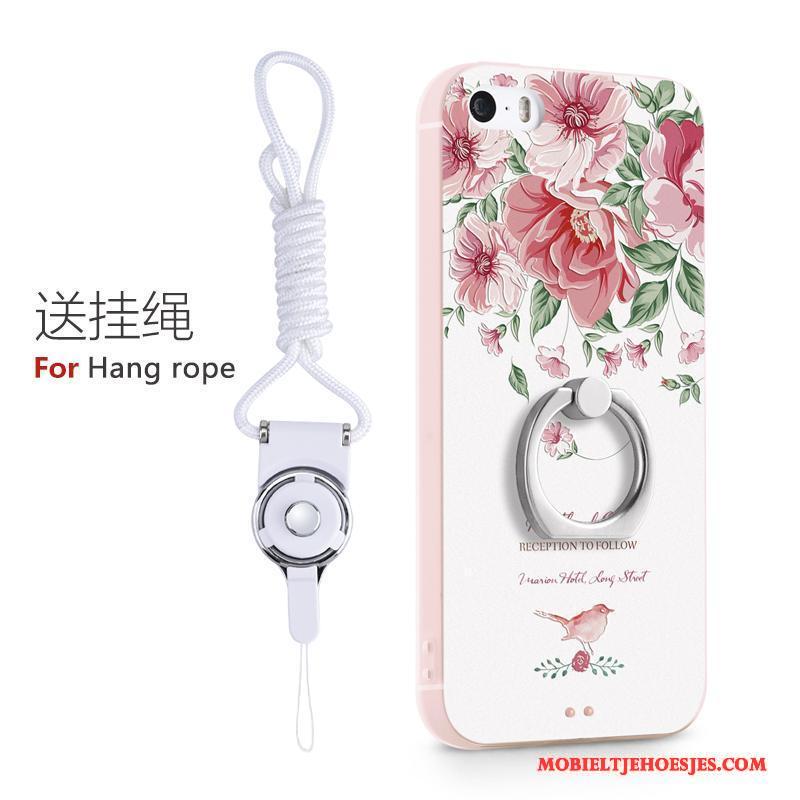 iPhone 5/5s Ring Mooie Roze Hoesje Telefoon Siliconen Ondersteuning Trend