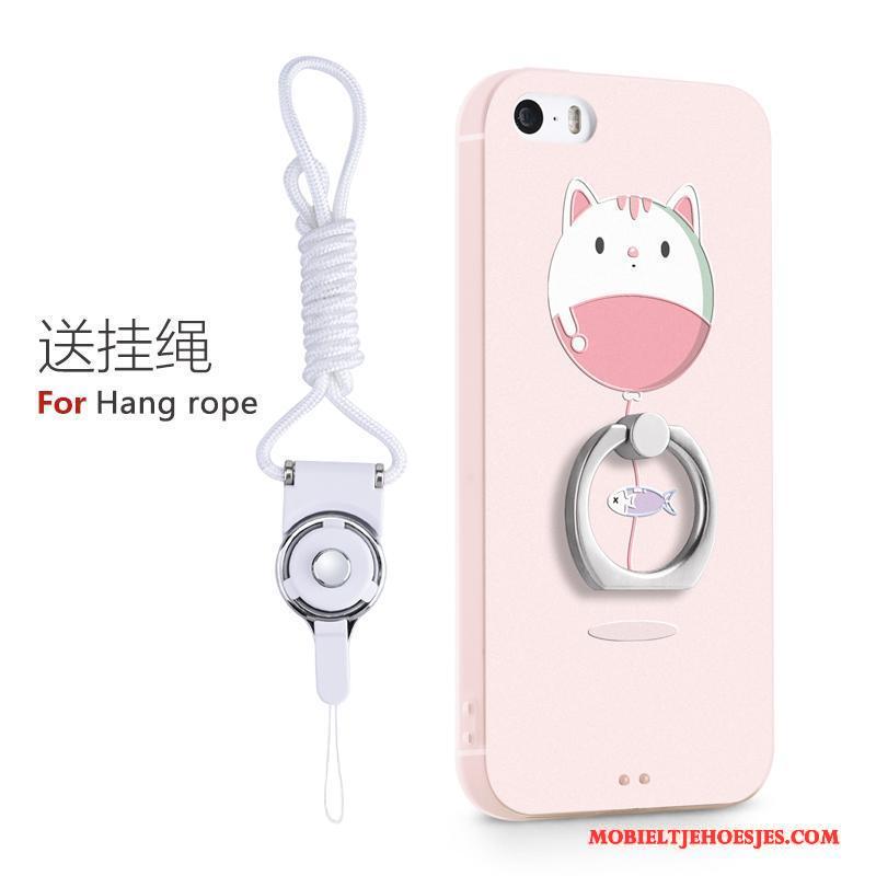 iPhone 5/5s Ring Mooie Roze Hoesje Telefoon Siliconen Ondersteuning Trend