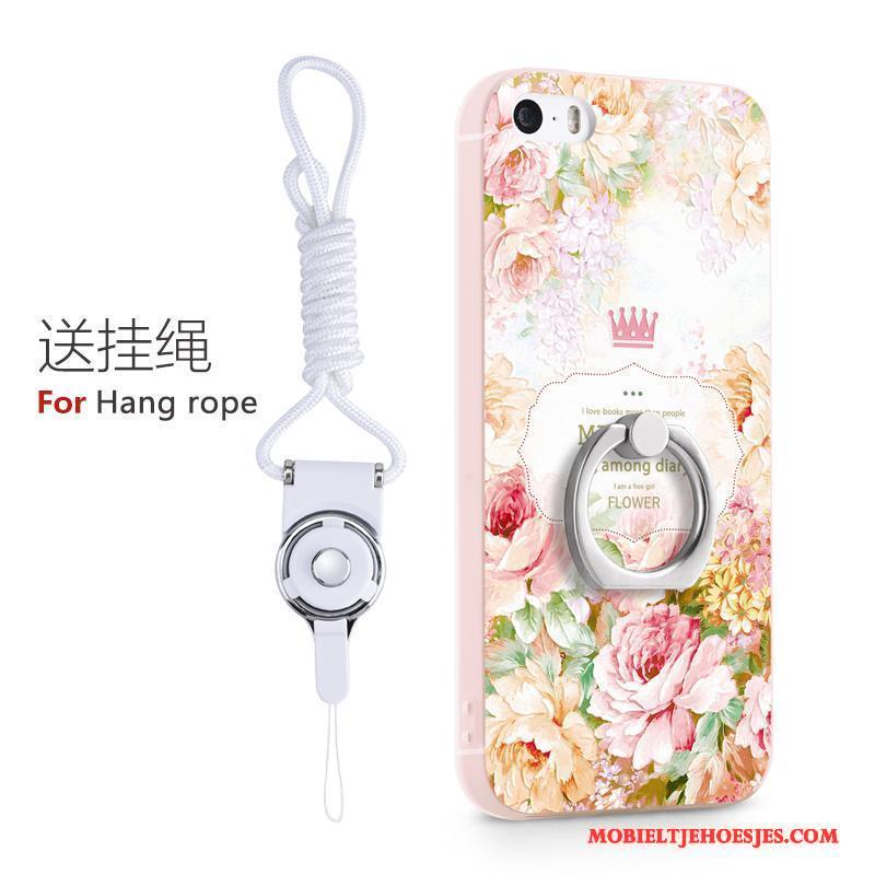 iPhone 5/5s Ring Mooie Roze Hoesje Telefoon Siliconen Ondersteuning Trend