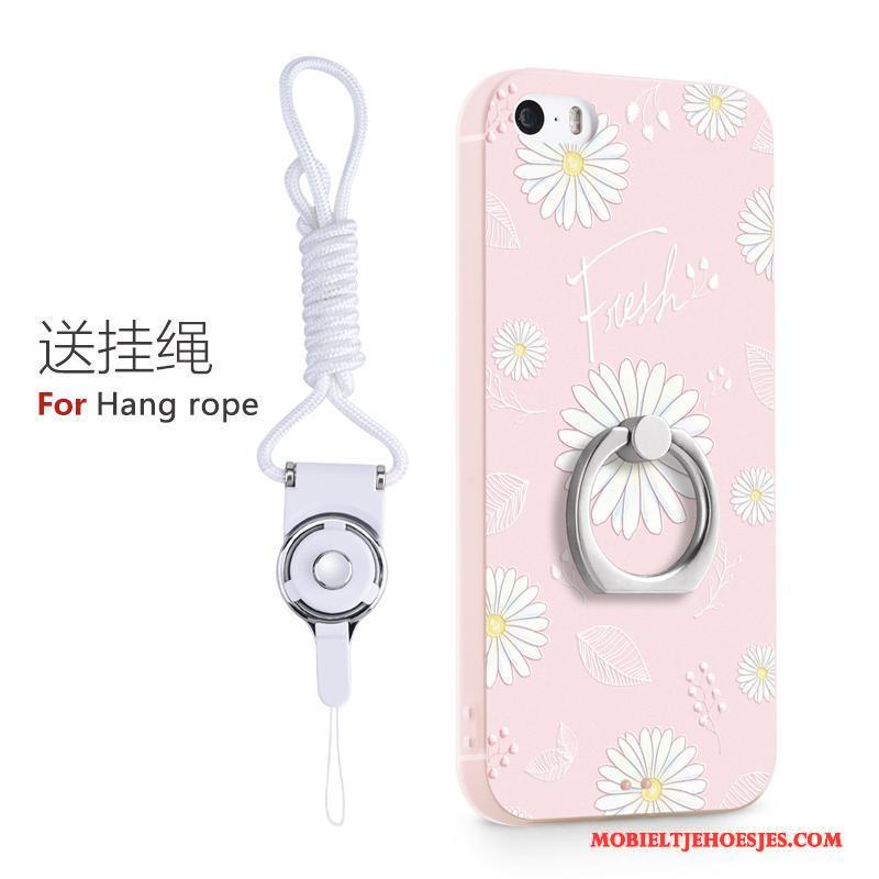 iPhone 5/5s Ring Mooie Roze Hoesje Telefoon Siliconen Ondersteuning Trend