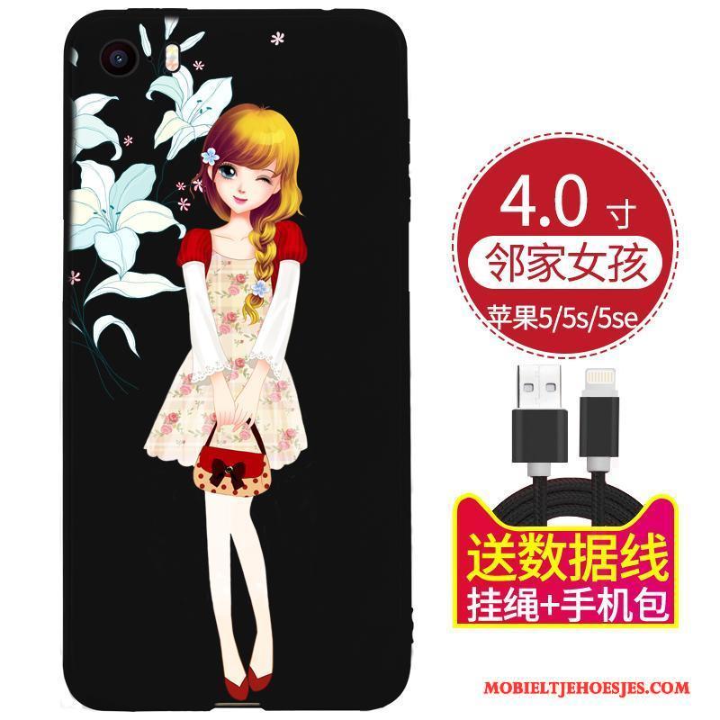 iPhone 5/5s Rood Bescherming Zwart Zacht Hoesje Telefoon Anti-fall Hanger