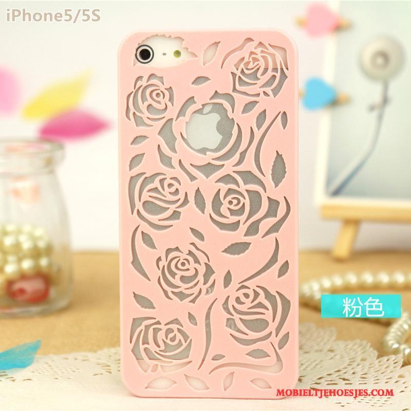 iPhone 5/5s Roze Snijwerk Hoesje Lichte En Dun Bloemen Bescherming Kant