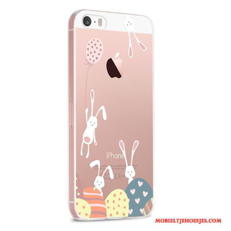 iPhone 5/5s Roze Spotprent Hoes Hoesje Telefoon Anti-fall Siliconen Mooie