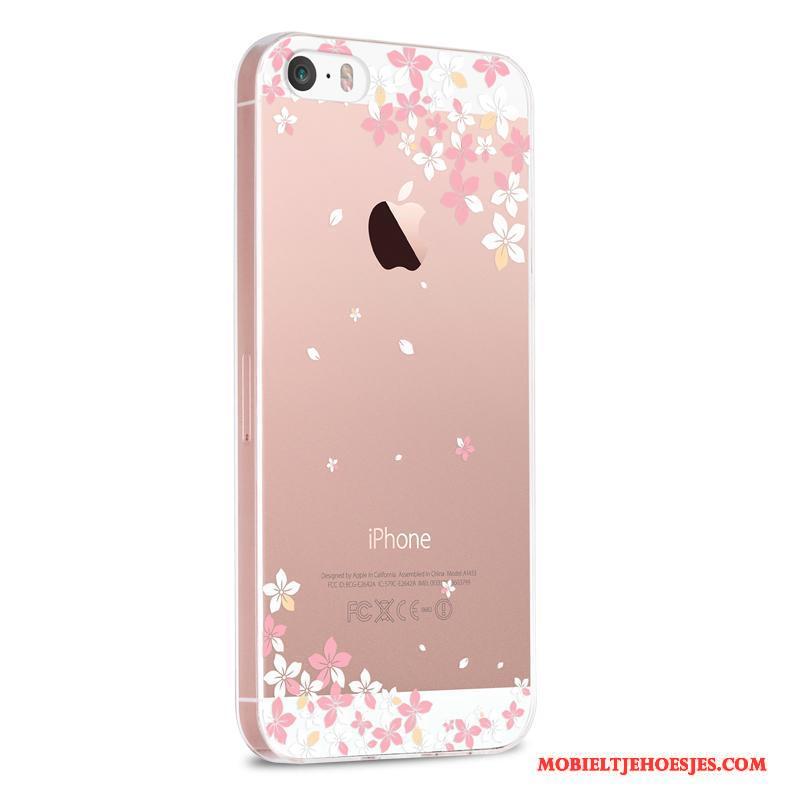 iPhone 5/5s Roze Spotprent Hoes Hoesje Telefoon Anti-fall Siliconen Mooie